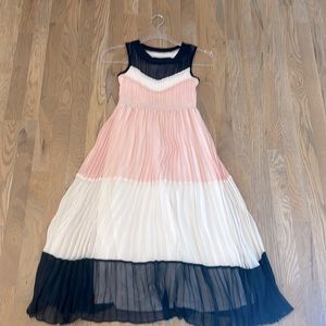 Youth large white navy and pink dress made by tween diva.